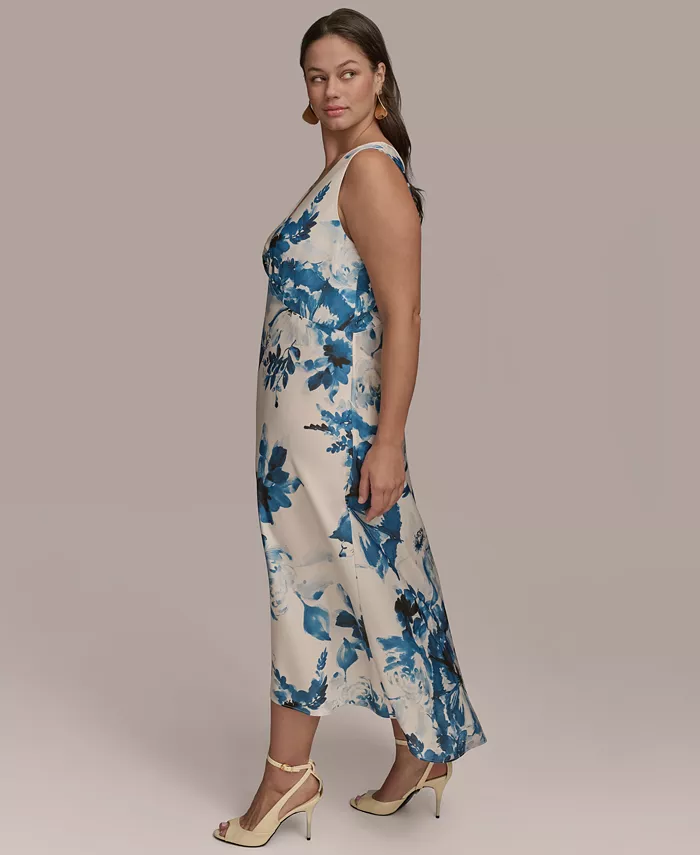 Donna Karan New York Plus Size V-Neck High-Low Dress Women's Fashion Shoes & Accessories