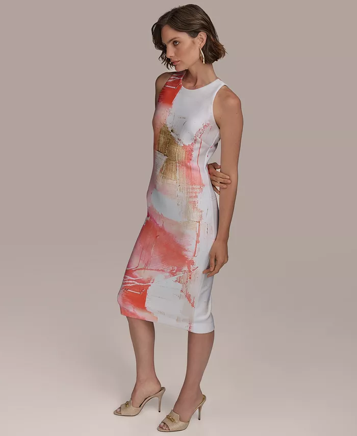 Donna Karan New York Women's Abstract Midi Sheath Dress Women's Fashion Shoes & Accessories