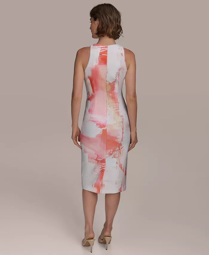 Donna Karan New York Women's Abstract Midi Sheath Dress Women's Fashion Shoes & Accessories