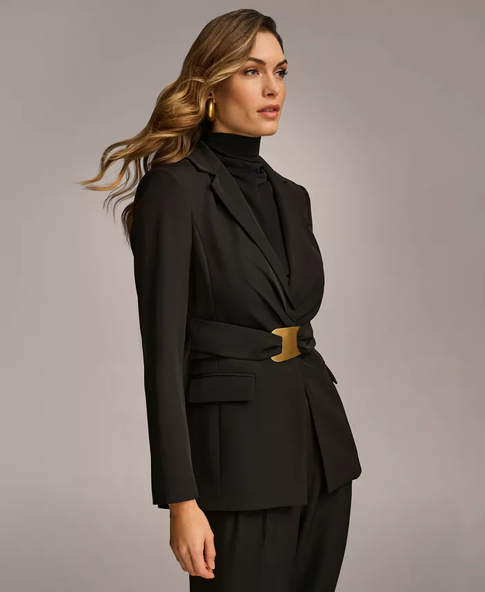 Donna Karan New York Women's Belted Blazer Regular & Petite Sizes Women's Fashion Shoes & Accessories
