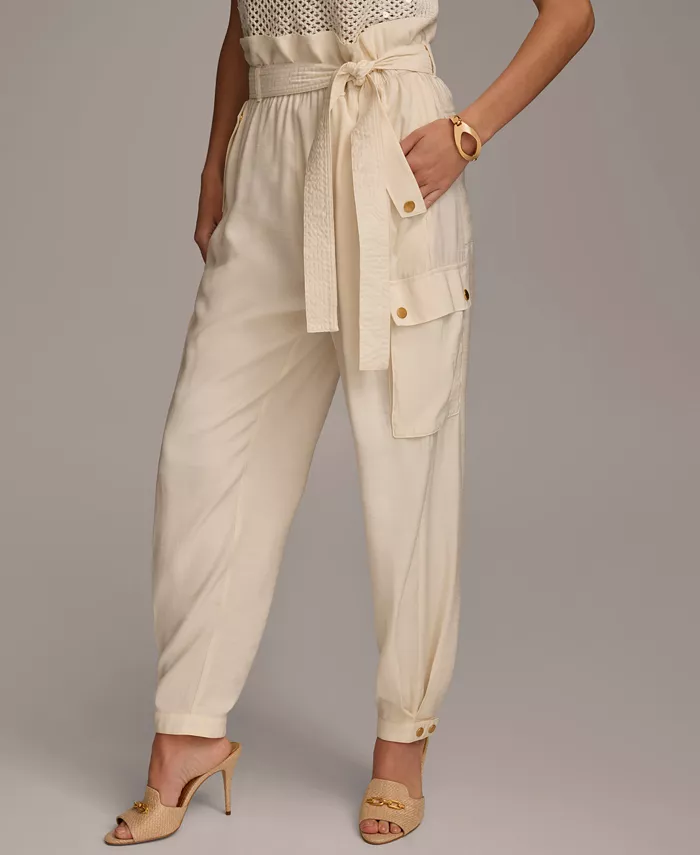 Donna Karan New York Women's Belted Cargo Pants Women's Fashion Shoes & Accessories