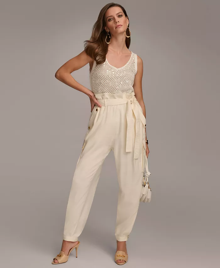 Donna Karan New York Women's Belted Cargo Pants Women's Fashion Shoes & Accessories