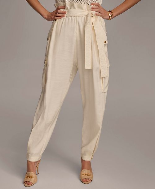 Donna Karan New York Women's Belted Cargo Pants Women's Fashion Shoes & Accessories