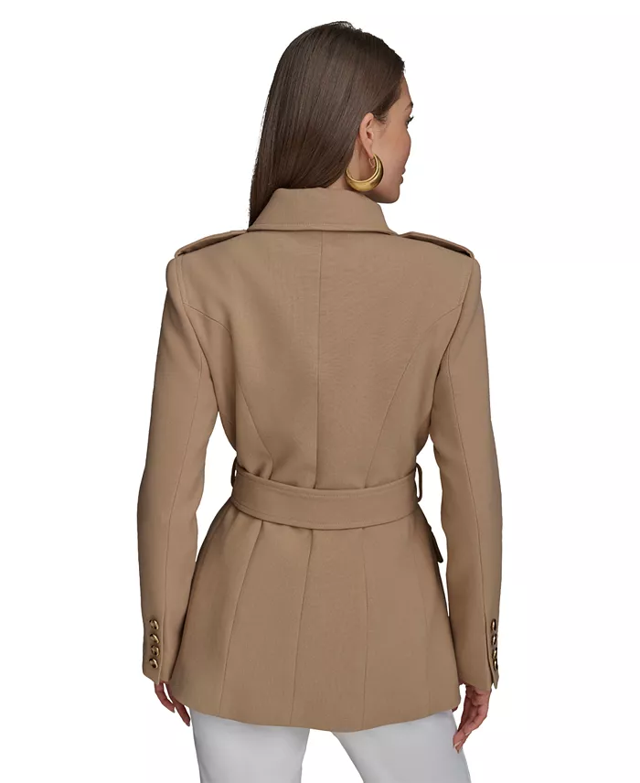 Donna Karan New York Women's Belted Crepe Jacket Women's Fashion Shoes & Accessories