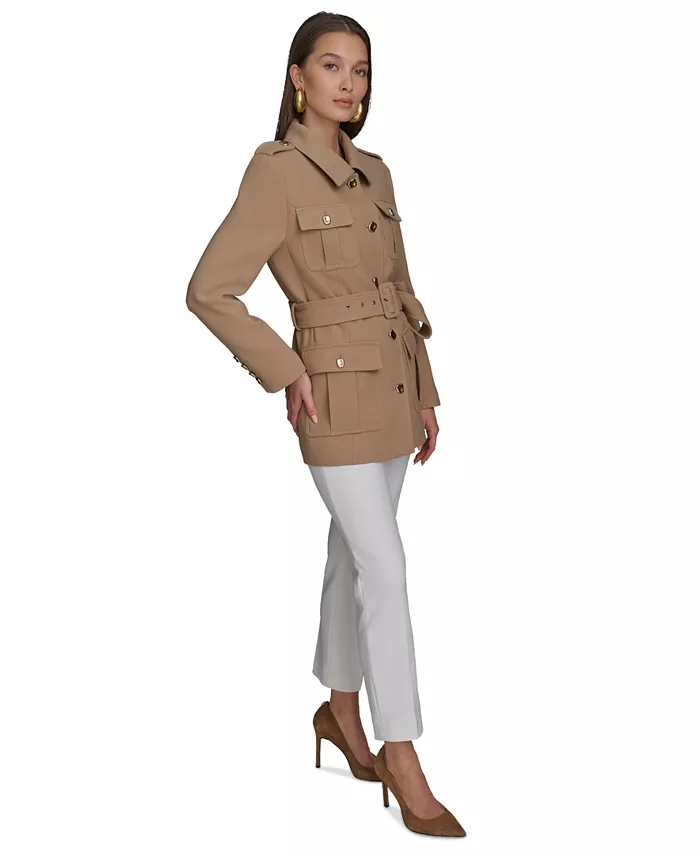 Donna Karan New York Women's Belted Crepe Jacket Women's Fashion Shoes & Accessories