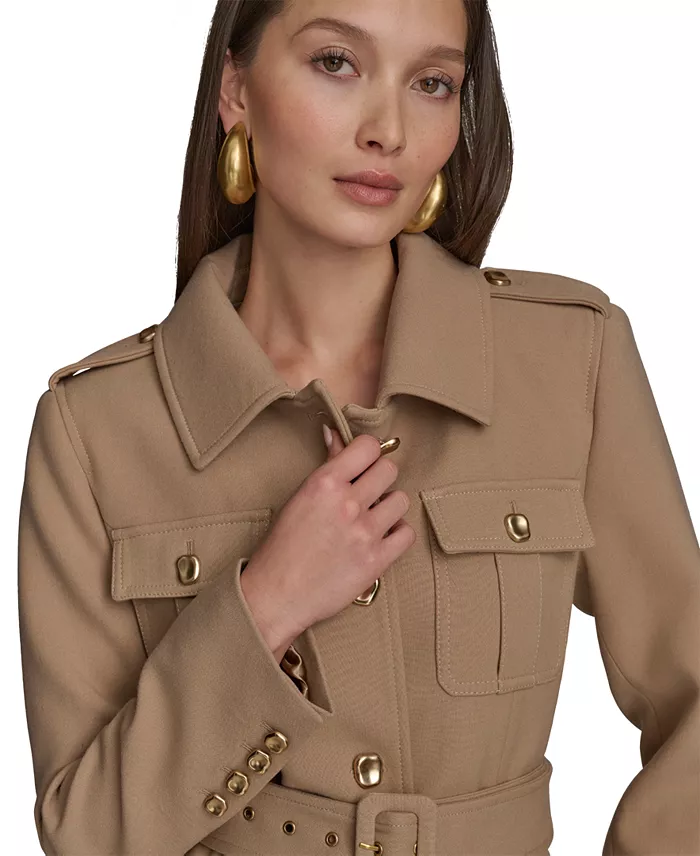 Donna Karan New York Women's Belted Crepe Jacket Women's Fashion Shoes & Accessories