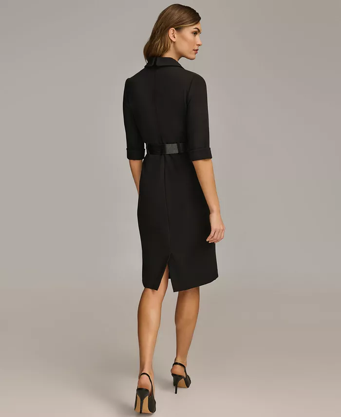 Donna Karan New York Women's Belted Midi Jacket Dress Women's Fashion Shoes & Accessories
