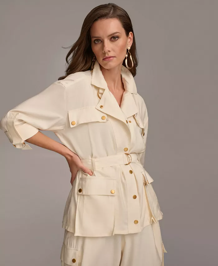 Donna Karan New York Women's Belted Utility Jacket Women's Fashion Shoes & Accessories