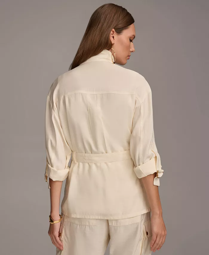 Donna Karan New York Women's Belted Utility Jacket Women's Fashion Shoes & Accessories