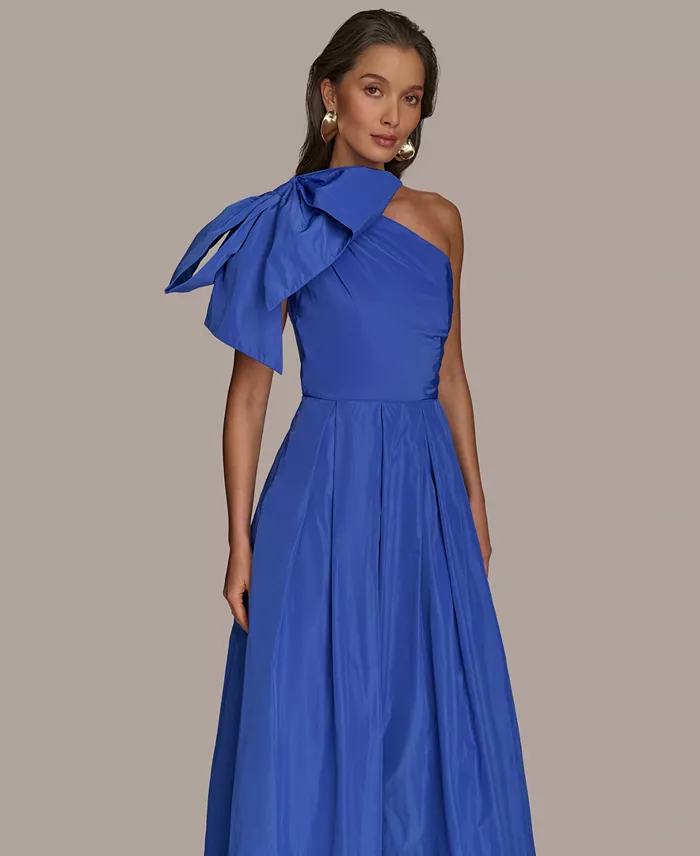 Donna Karan New York Women's Bow-Trim One-Shoulder Gown Women's Fashion Shoes & Accessories