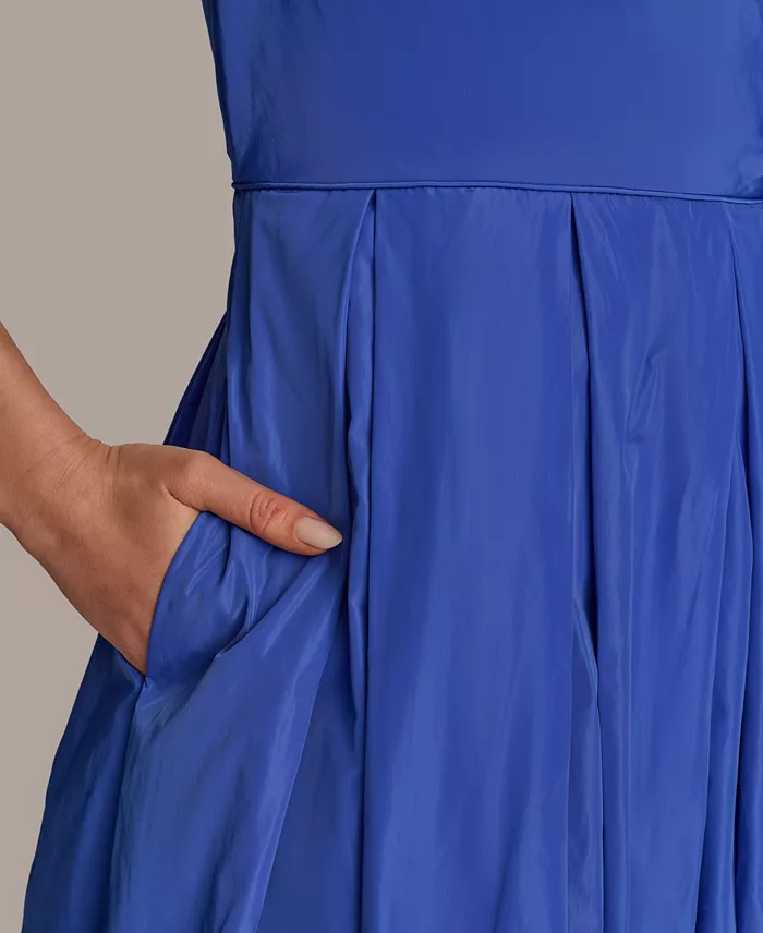 Donna Karan New York Women's Bow-Trim One-Shoulder Gown Women's Fashion Shoes & Accessories