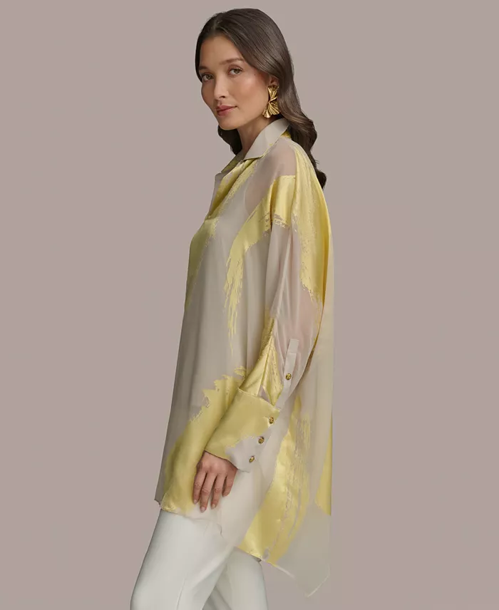 Donna Karan New York Women's Brushstroke Burnout Tunic Women's Fashion Shoes & Accessories