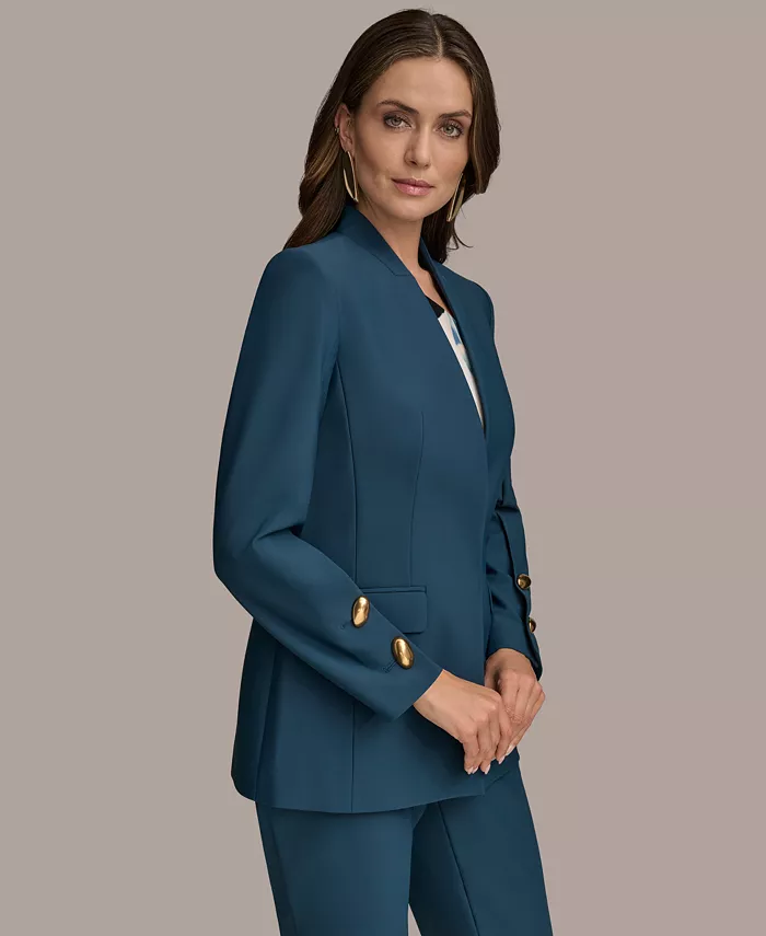 Donna Karan New York Women's Button-Sleeve Blazer Regular & Petite Women's Fashion Shoes & Accessories
