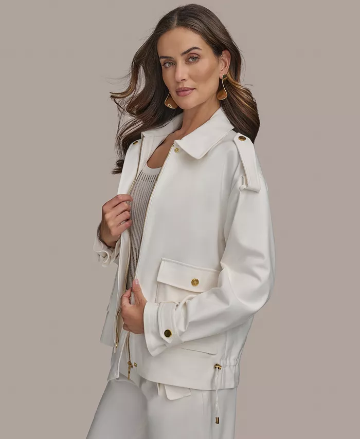 Donna Karan New York Women's Cotton-Blend Utility Jacket Women's Fashion Shoes & Accessories
