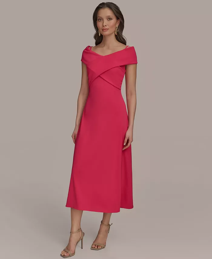 Donna Karan New York Women's Criss-Cross Off-Shoulder Dress Women's Fashion Shoes & Accessories