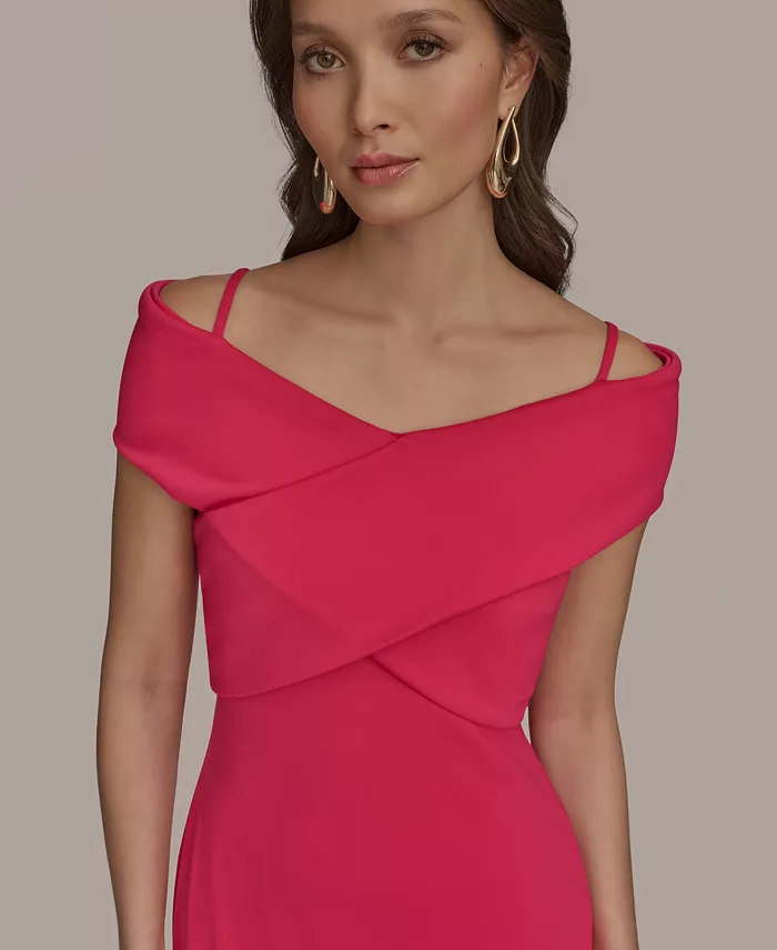 Donna Karan New York Women's Criss-Cross Off-Shoulder Dress Women's Fashion Shoes & Accessories