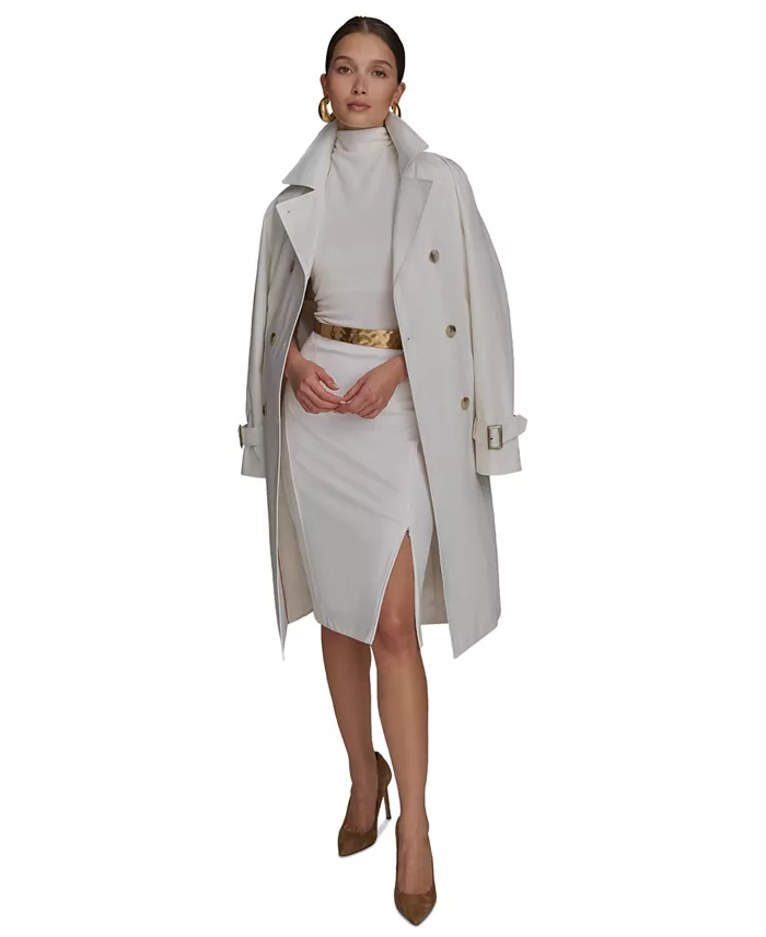 Donna Karan New York Women's Double-Breasted Trench Coat Women's Fashion Shoes & Accessories