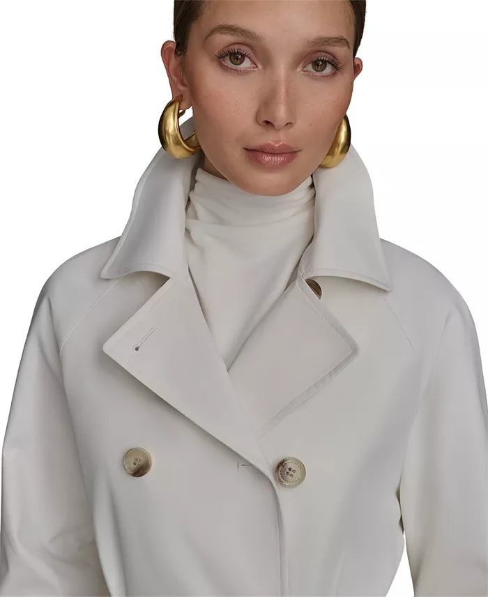 Donna Karan New York Women's Double-Breasted Trench Coat Women's Fashion Shoes & Accessories
