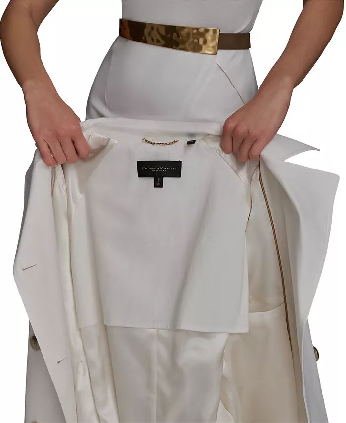 Donna Karan New York Women's Double-Breasted Trench Coat Women's Fashion Shoes & Accessories