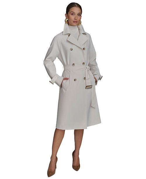 Donna Karan New York Women's Double-Breasted Trench Coat Women's Fashion Shoes & Accessories