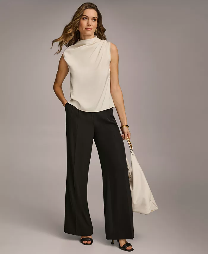 Donna Karan New York Women's Draped High Neck Sleeveless Top Regular & Petite Sizes Women's Fashion Shoes & Accessories