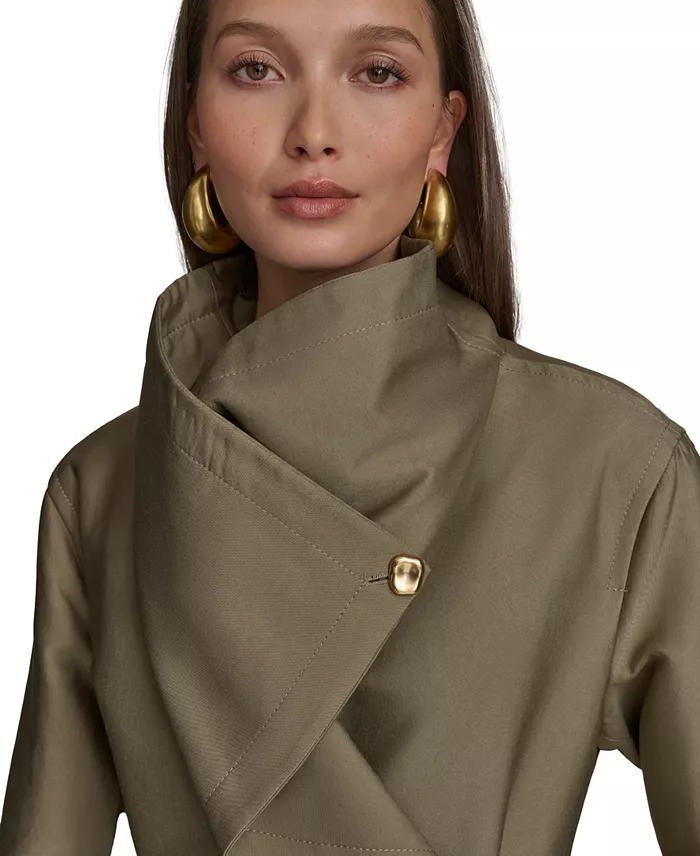 Donna Karan New York Women's Draped-Neck Trench Coat Women's Fashion Shoes & Accessories