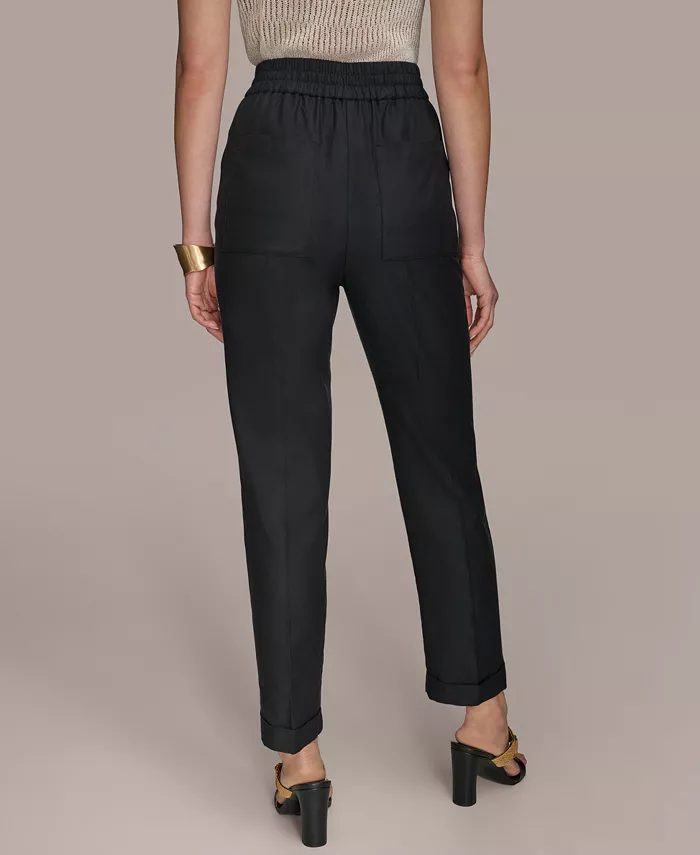 Donna Karan New York Women's Drawstring Cuffed Ankle Pants Women's Fashion Shoes & Accessories