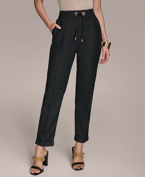Donna Karan New York Women's Drawstring Cuffed Ankle Pants Women's Fashion Shoes & Accessories