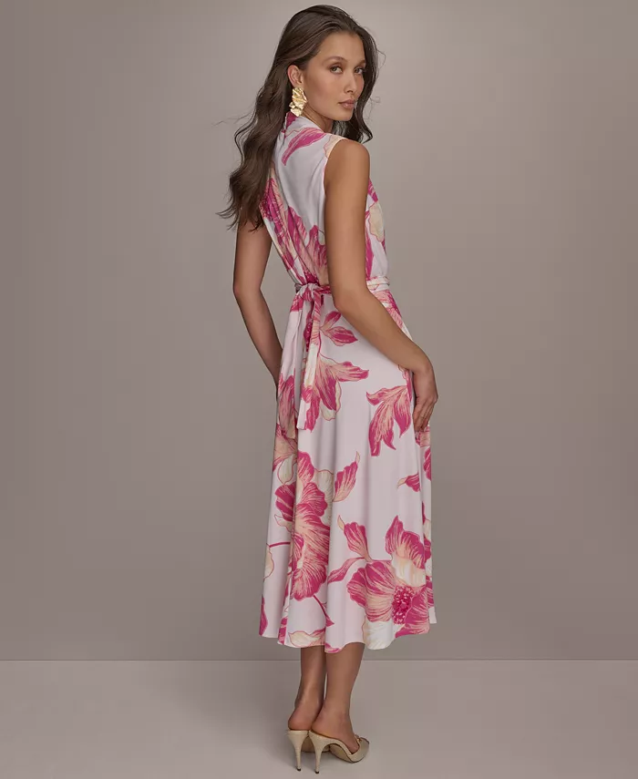Donna Karan New York Women's Floral A-Line Midi Dress Women's Fashion Shoes & Accessories