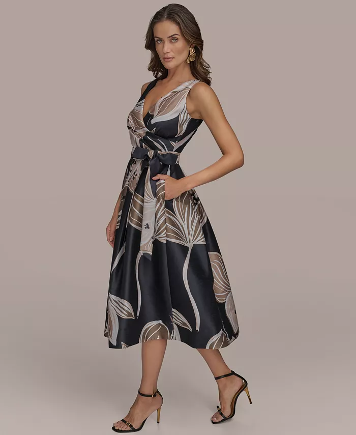 Donna Karan New York Women's Floral Midi A-Line Dress Women's Fashion Shoes & Accessories