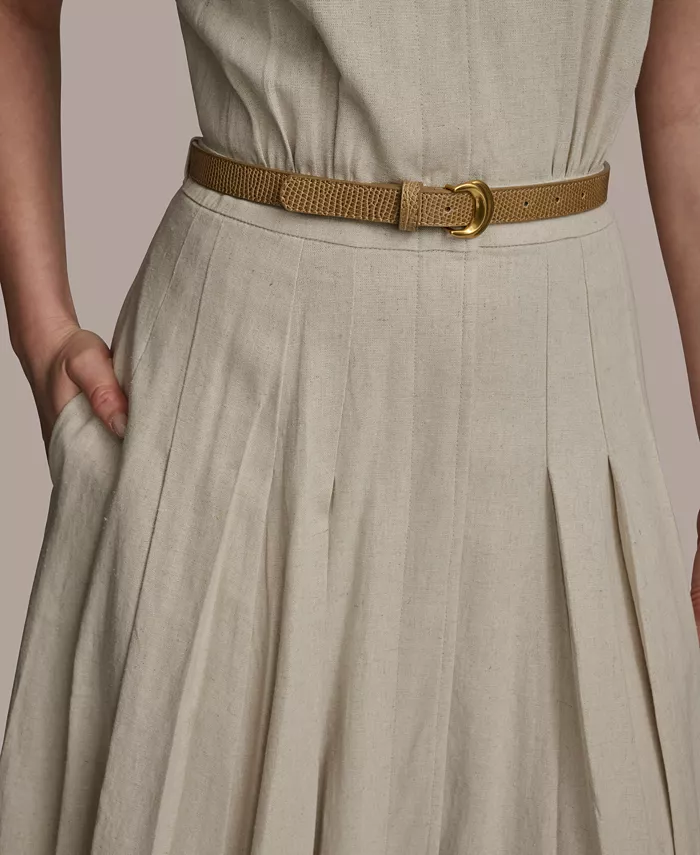 Donna Karan New York Women's Linen-Blend Belted Shirtdress Women's Fashion Shoes & Accessories