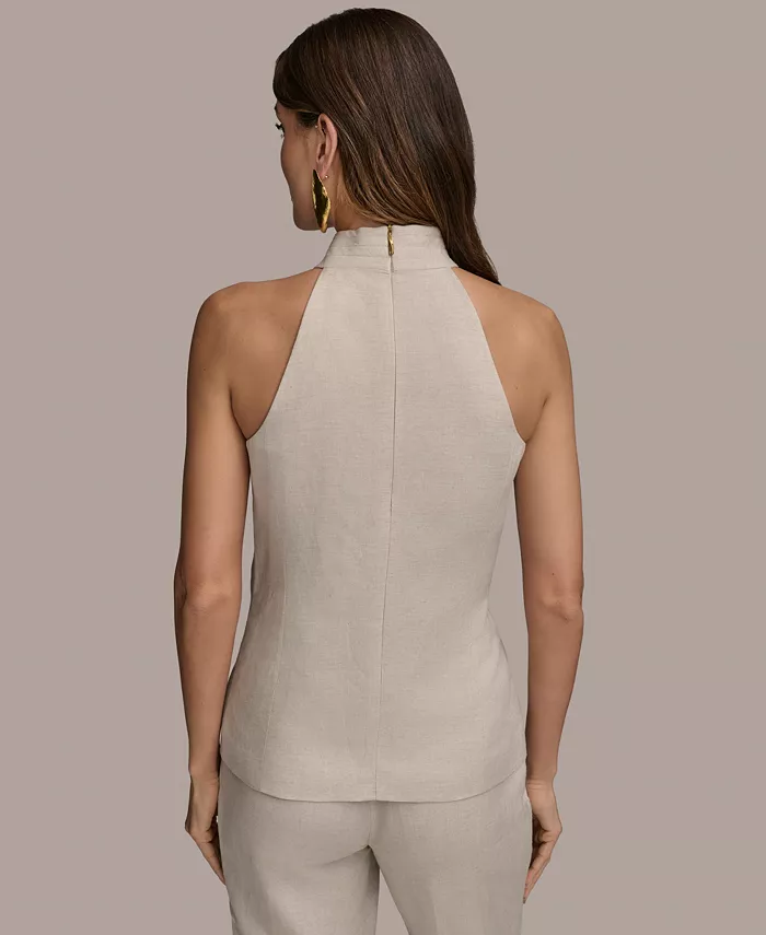 Donna Karan New York Women's Linen Blend Halter Vest Women's Fashion Shoes & Accessories