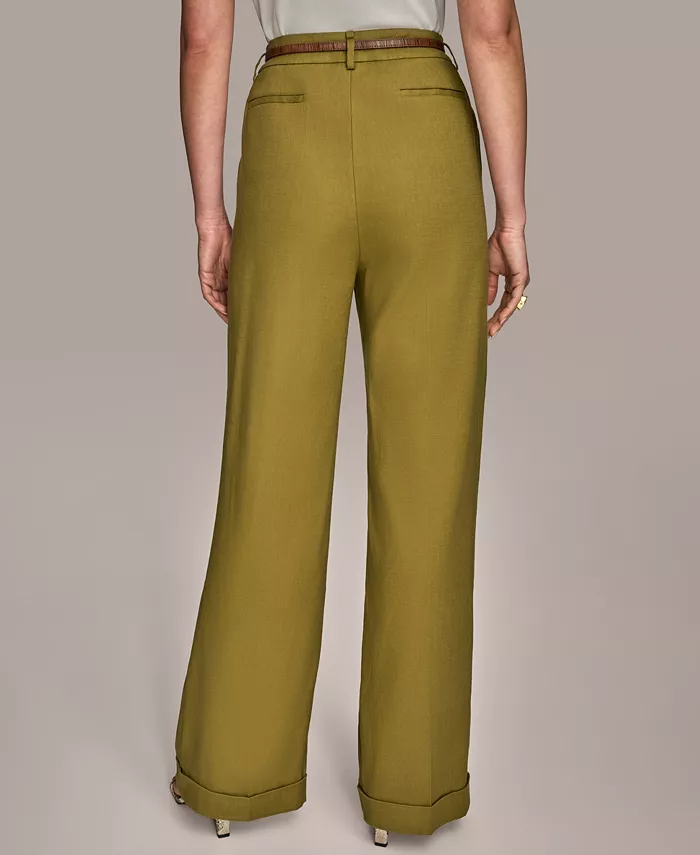 Donna Karan New York Women's Linen-Blend Wide-Leg Pants Regular & Petite Women's Fashion Shoes & Accessories