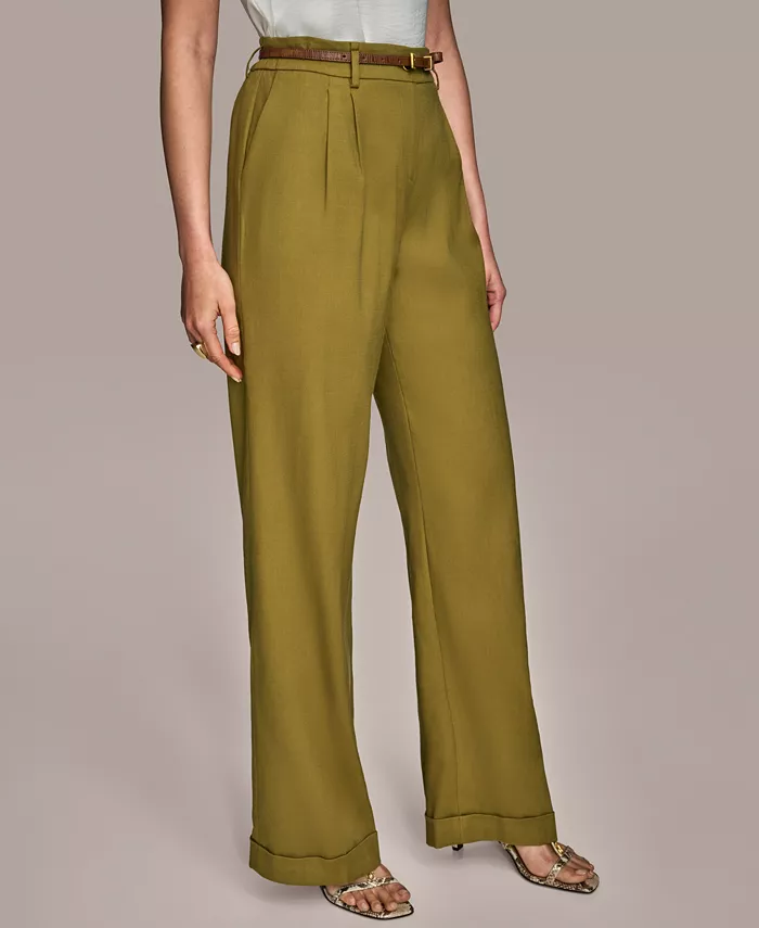 Donna Karan New York Women's Linen-Blend Wide-Leg Pants Regular & Petite Women's Fashion Shoes & Accessories
