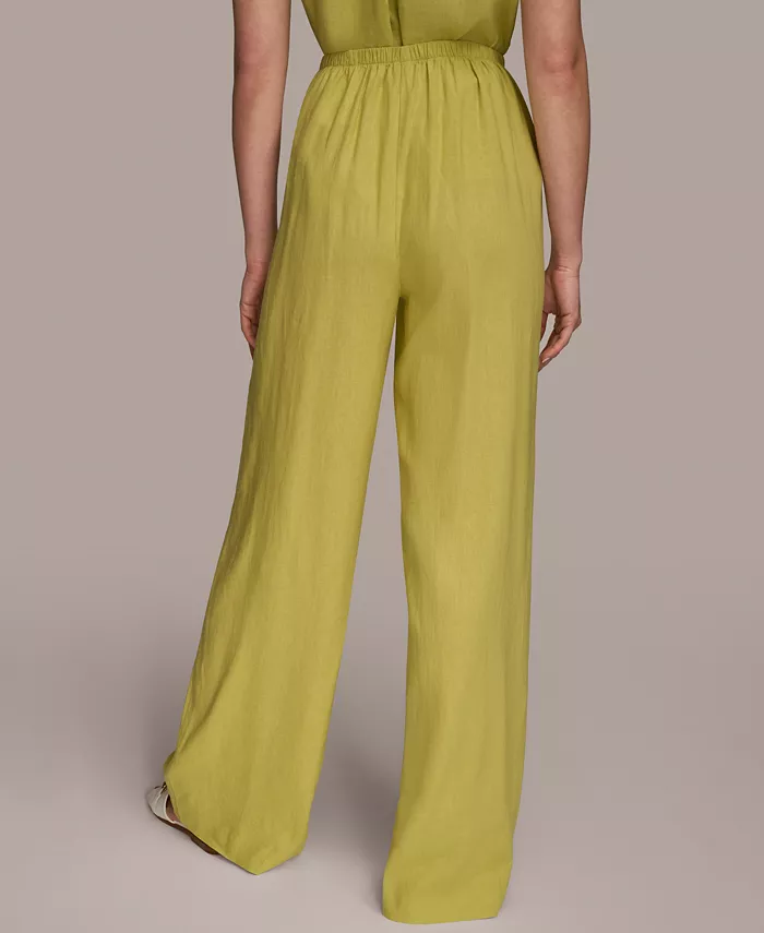 Donna Karan New York Women's Linen-Blend Wide Leg Pants Women's Fashion Shoes & Accessories