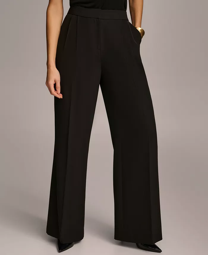 Donna Karan New York Women's Pleat Front Wide Leg Pants Regular & Petite Sizes Women's Fashion Shoes & Accessories