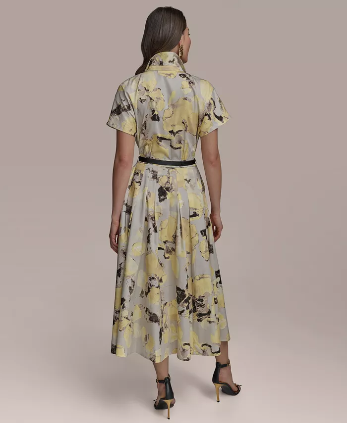 Donna Karan New York Women's Printed Cotton Shirtdress Women's Fashion Shoes & Accessories