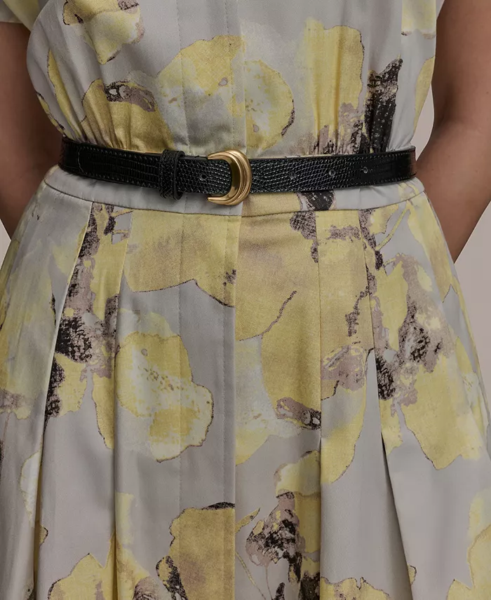 Donna Karan New York Women's Printed Cotton Shirtdress Women's Fashion Shoes & Accessories