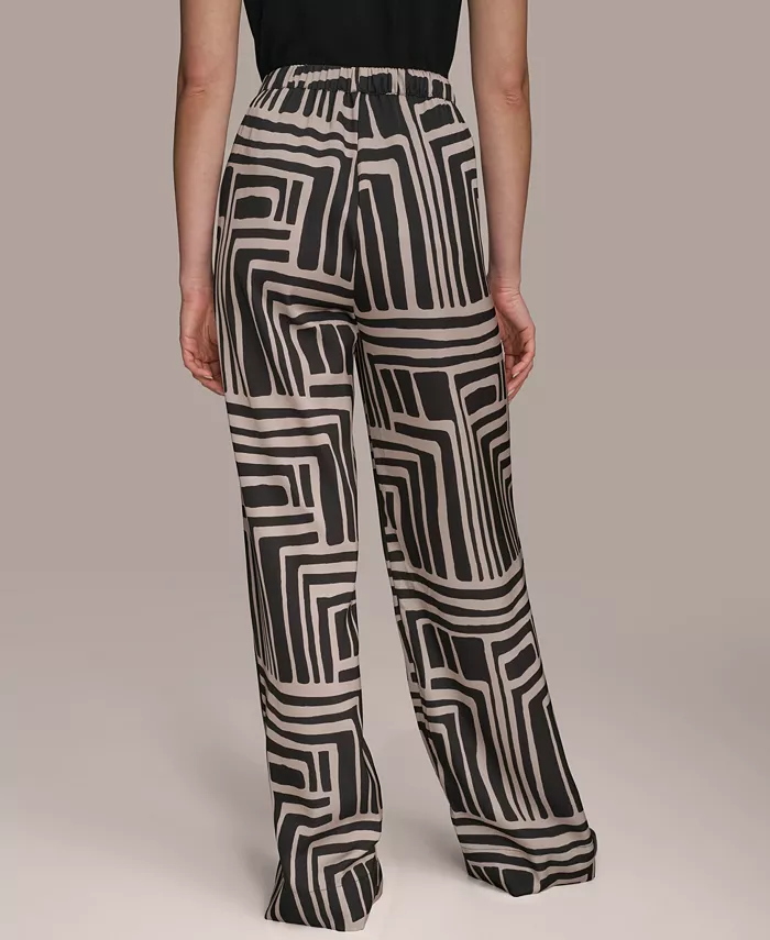 Donna Karan New York Women's Printed Drawstring Wide-Leg Pants Women's Fashion Shoes & Accessories