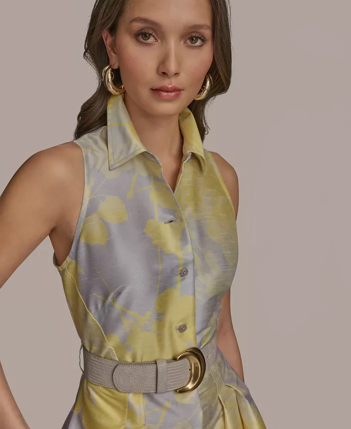Donna Karan New York Women's Printed Fit & Flare Shirt Dress Women's Fashion Shoes & Accessories