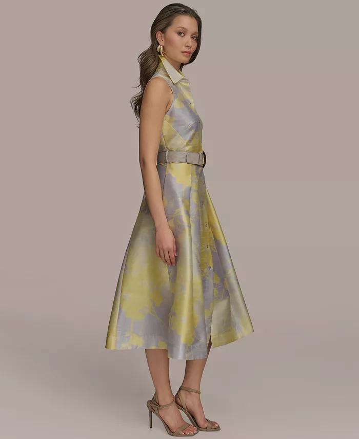 Donna Karan New York Women's Printed Fit & Flare Shirt Dress Women's Fashion Shoes & Accessories