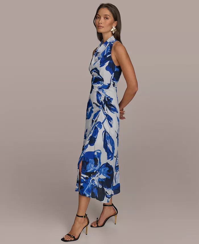 Donna Karan New York Women's Printed Mock-Neck Midi Dress Women's Fashion Shoes & Accessories