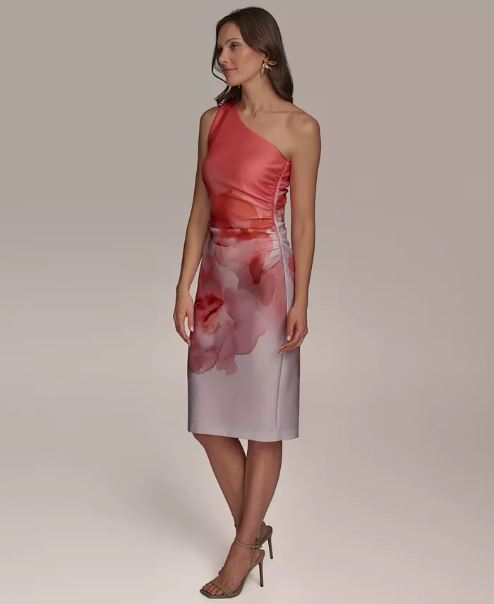 Donna Karan New York Women's Printed One-Shoulder Dress Women's Fashion Shoes & Accessories