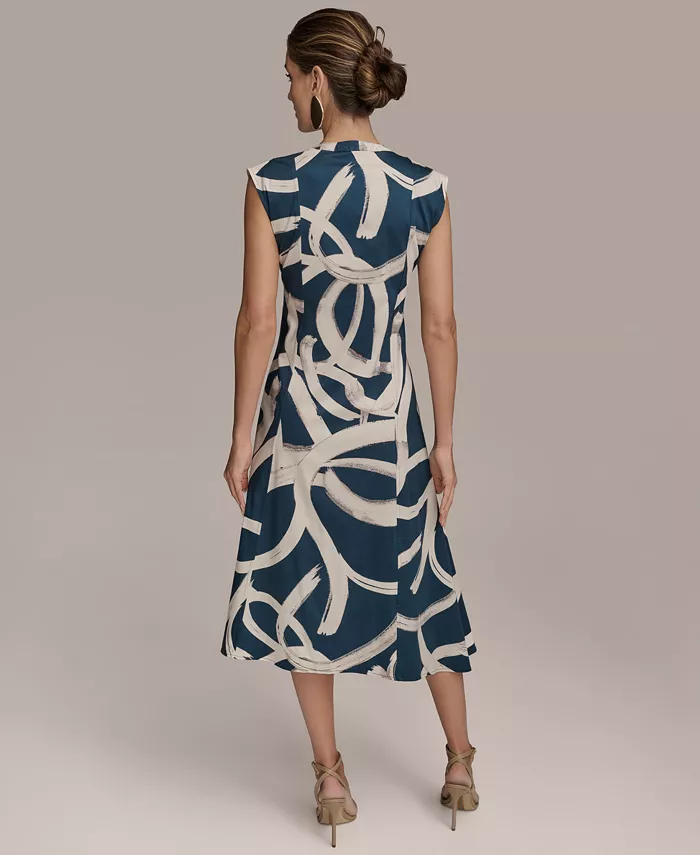 Donna Karan New York Women's Printed Tie-Front Dress Women's Fashion Shoes & Accessories