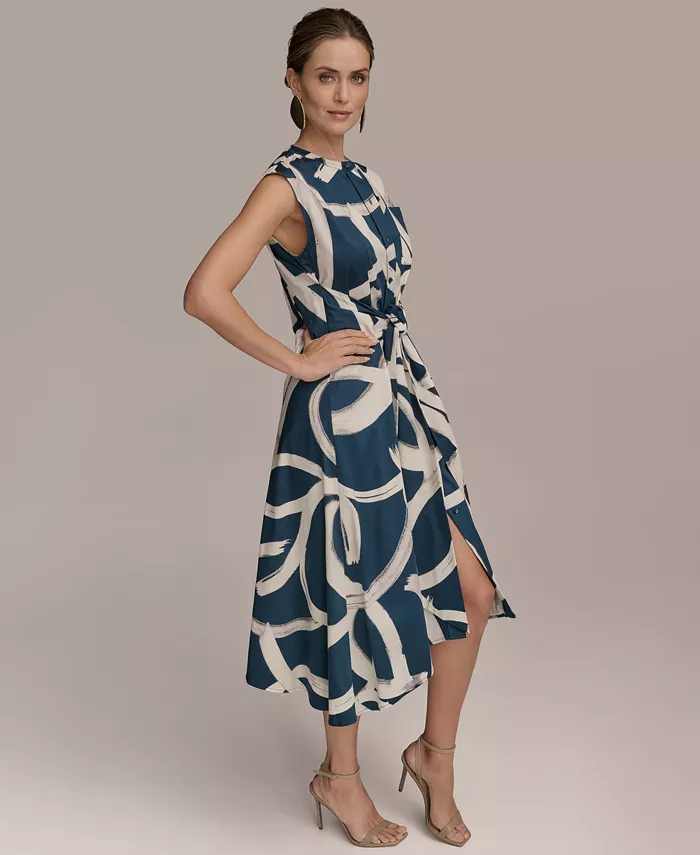 Donna Karan New York Women's Printed Tie-Front Dress Women's Fashion Shoes & Accessories