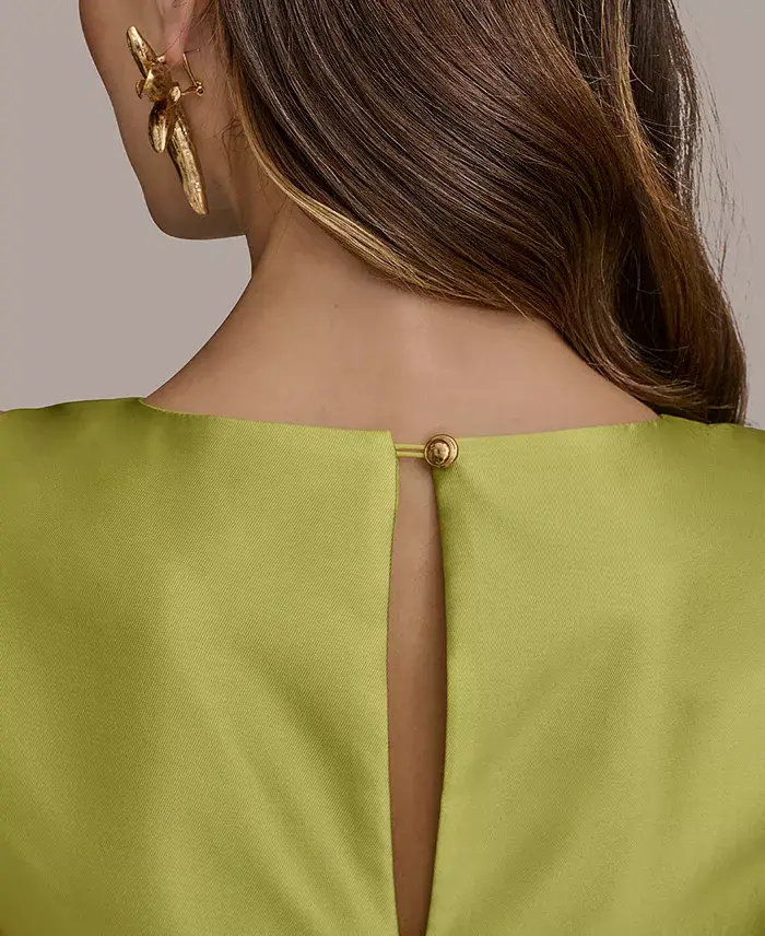 Donna Karan New York Women's Printed V-neck Floral Mikado Gown Women's Fashion Shoes & Accessories