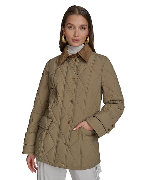 Donna Karan New York Women's Quilted Barn Jacket Women's Fashion Shoes & Accessories