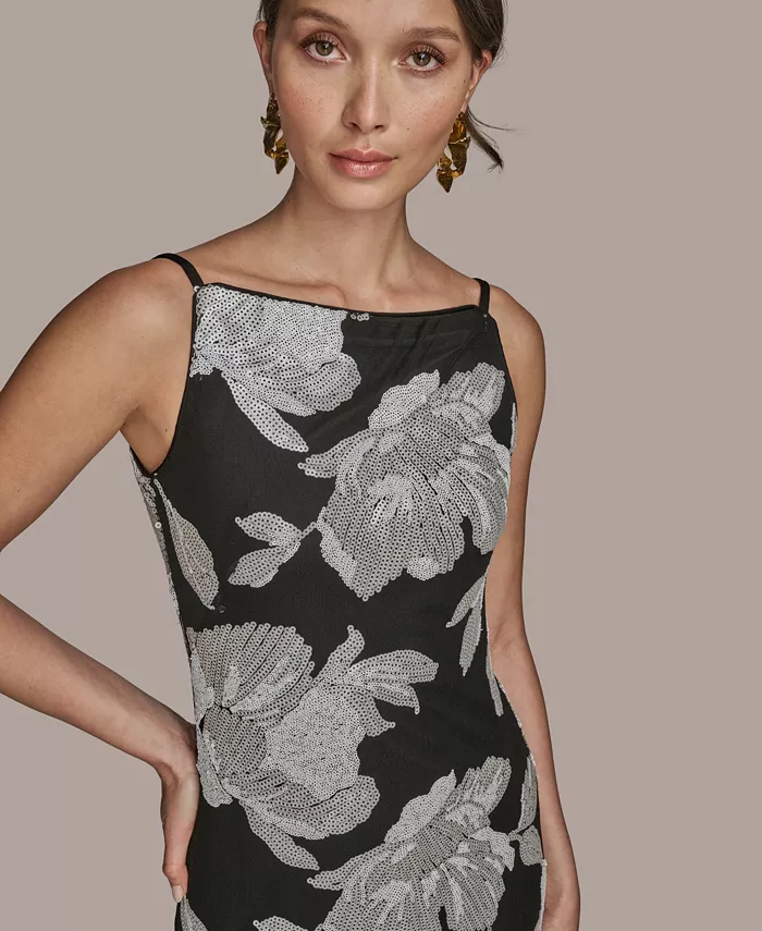 Donna Karan New York Women's Sequined Sleeveless Gown Women's Fashion Shoes & Accessories