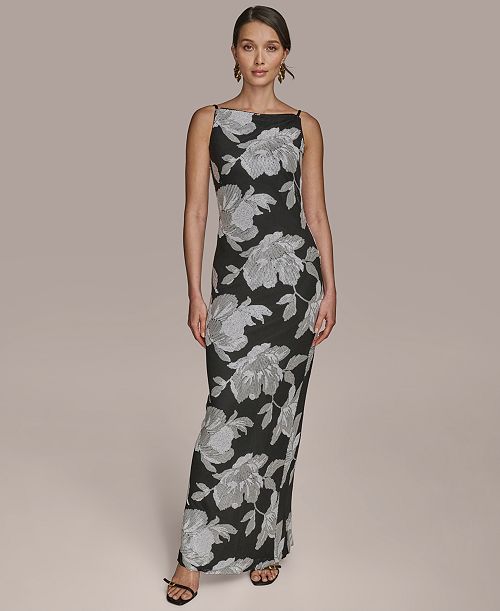 Donna Karan New York Women's Sequined Sleeveless Gown Women's Fashion Shoes & Accessories