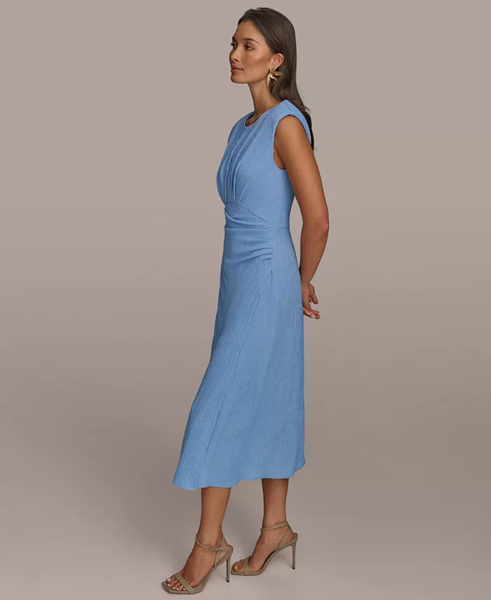 Donna Karan New York Women's Side-Ruched Midi Dress Women's Fashion Shoes & Accessories